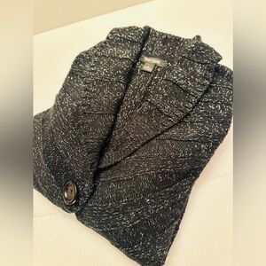 WHITE HOUSE BLACK MARKET Women’s Cardigan Sweater Black/White Speckled Sz Small